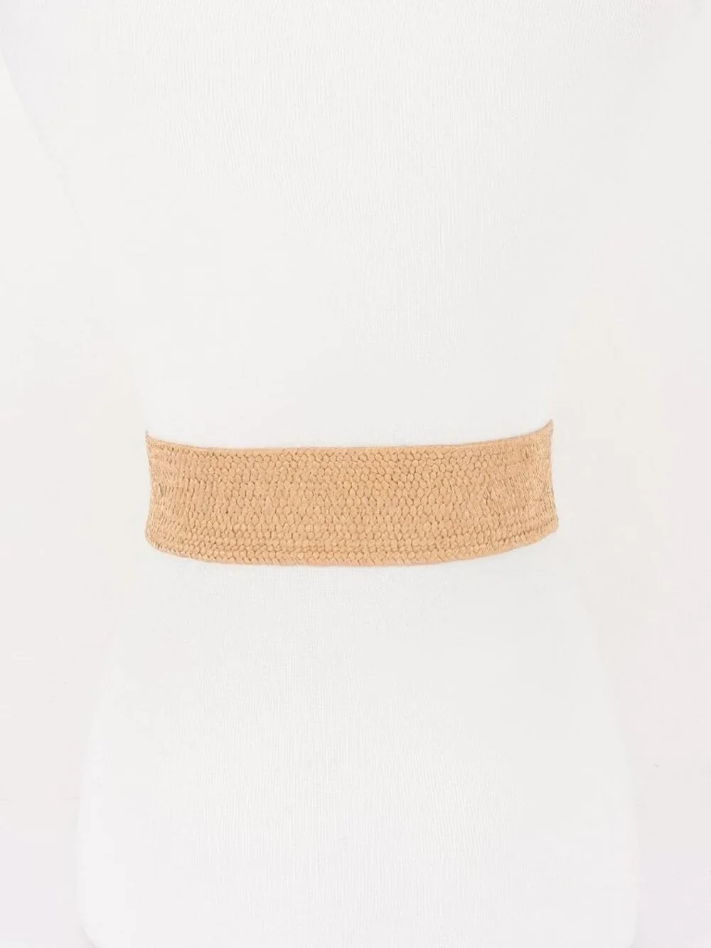 Faux Straw Big Metal Buckle Elastic Plus Size Belt